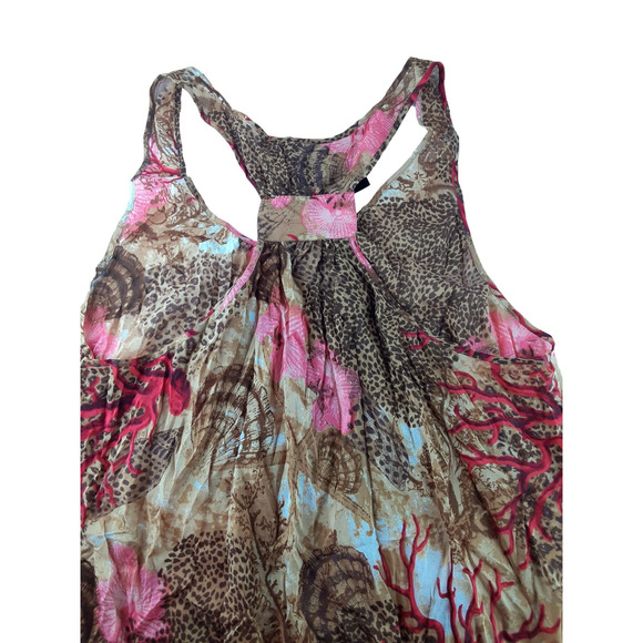 Lane Bryant Womens Tan Multi Print Silk Blend Sleeveless Racerback Tank 22 - Picture 4 of 5